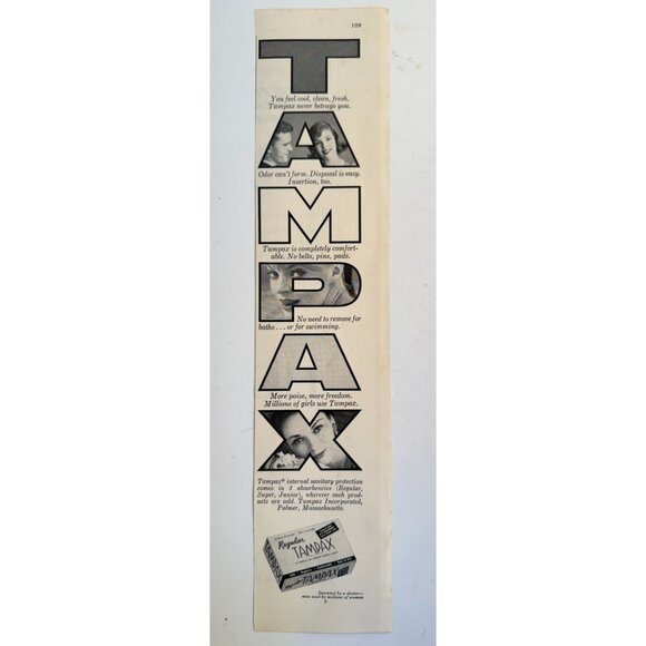 Other - Vintage 1961 Tampax Tampon Advertisement Print Ad Ladies Home Journal Magazine